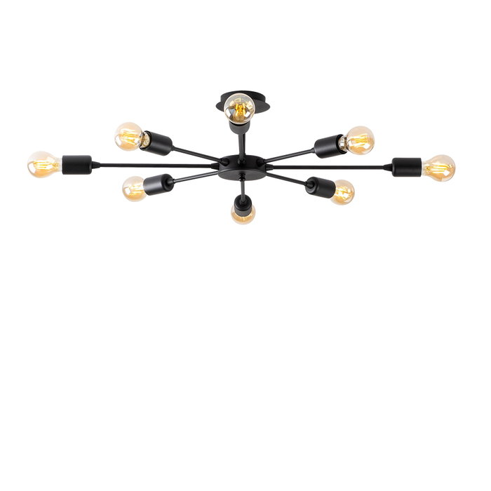 Opviq Ray - 1132 Lámpara de araña negra de hierro